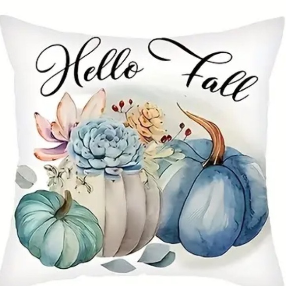 🎃NIP 4/pc/set pumpkins & florals Pillow Covers 🍂PILLOW COVERS ONLY Blue Color - Picture 2 of 6
